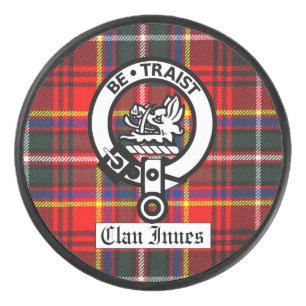 Clan Innes Crest Badge and Tartan Hockey Puck
