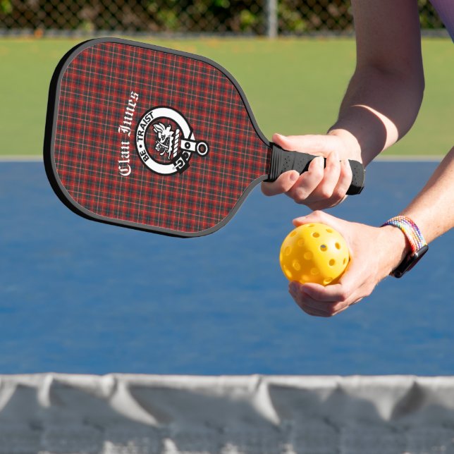 Clan Innes Crest Badge and Tartan  Pickleball Paddle (Insitu)