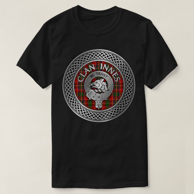 Clan Innes Crest Tartan Knot T-Shirt (Design Front)