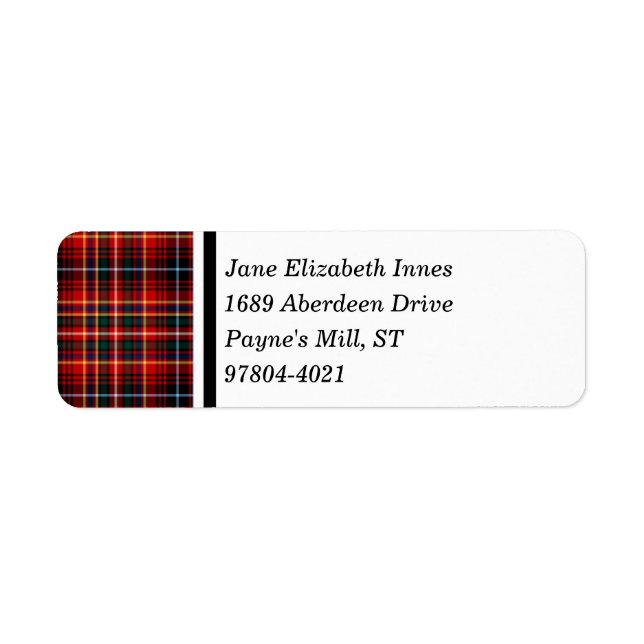 Clan Innes Tartan Red Scottish Plaid Return Address Label (Front)