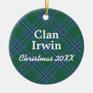 Clan Irwin Scottish Tartan Ceramic Tree Decoration