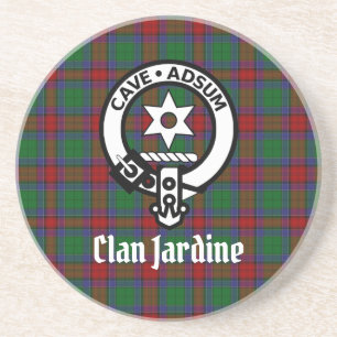 Clan Jardine Crest Badge And Tartan Coaster