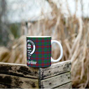 Clan Jardine Crest Badge And Tartan  Coffee Mug