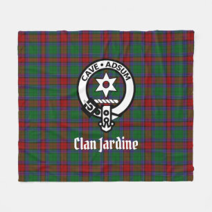 Clan Jardine Crest Badge And Tartan  Fleece Blanket