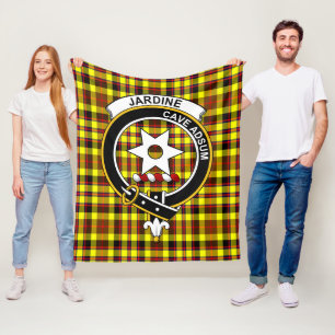 Clan Jardine Yellow Tartan Plaid Fleece Blanket