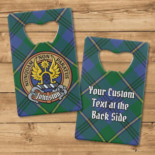 Clan Johnston Crest over Tartan