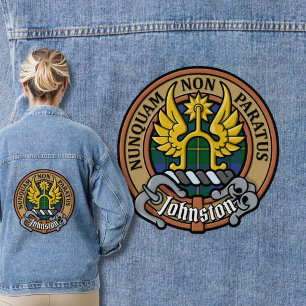 Clan Johnston Crest over Tartan Denim Jacket