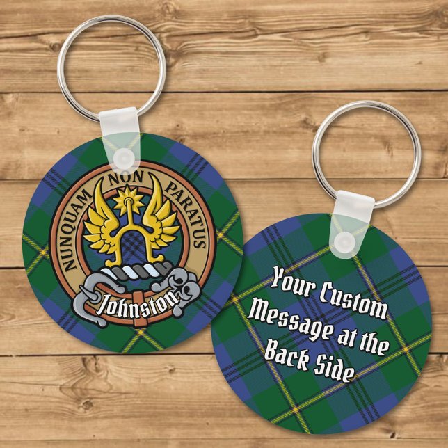Clan Johnston Crest over Tartan Key Ring (Creator Uploaded)
