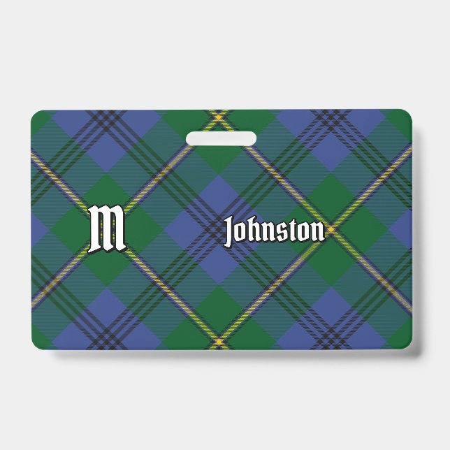Clan Johnston Tartan Badge ID Badge (Front)