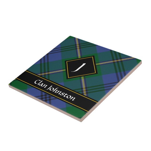 Clan Johnston Tartan Ceramic Tile (Side)