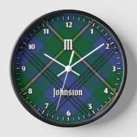 Clan Johnston Tartan Large Clock