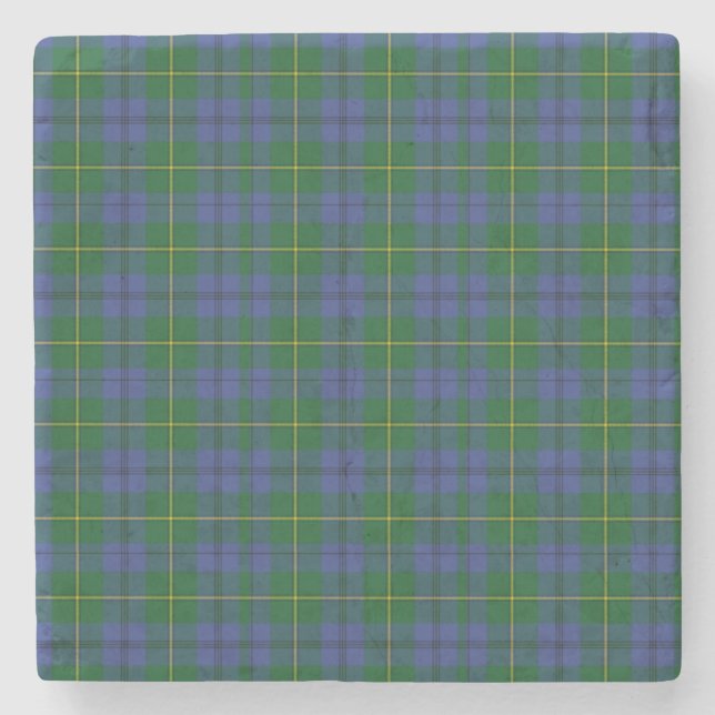 Clan Johnston Tartan Plaid Stone Coaster (Front)