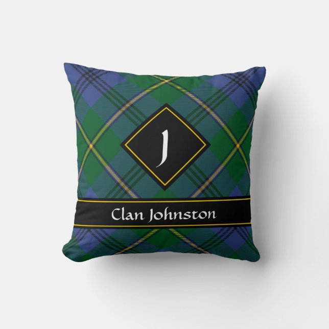 Clan Johnston Tartan Throw Pillow (Front)