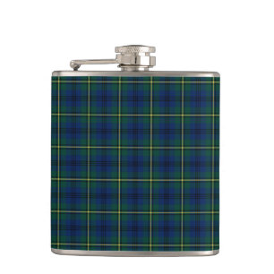 Clan Johnstone Blue and Green Scottish Tartan Hip Flask