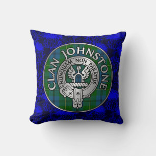 Clan Johnstone Crest & Tartan Knot Cushion