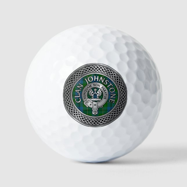 Clan Johnstone Crest & Tartan Knot Golf Balls (Front)
