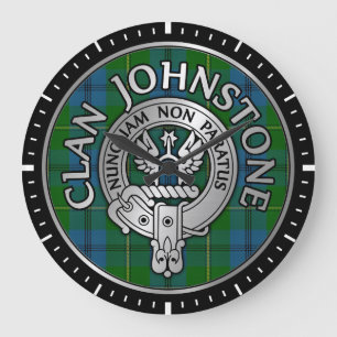 Clan Johnstone Crest & Tartan Knot Large Clock