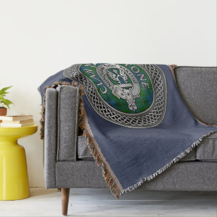 Clan Johnstone Crest & Tartan Knot Throw Blanket