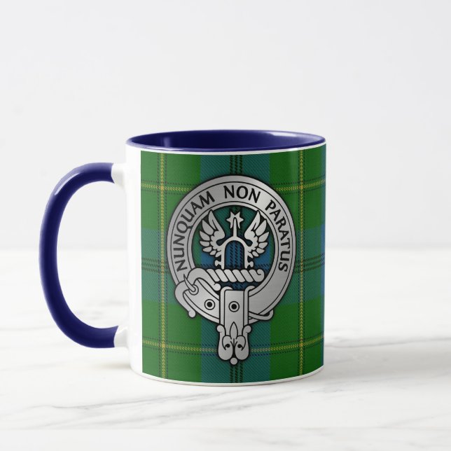 Clan Johnstone Crest & Tartan Mug (Left)