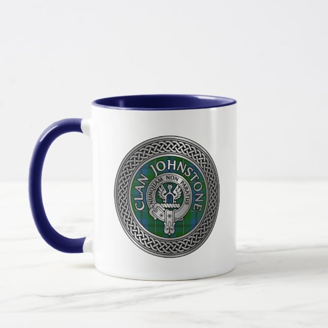 Clan Johnstone Crest & Tartan Mug (Left)