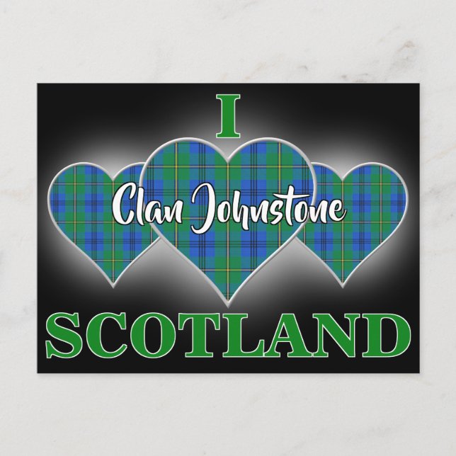 Clan Johnstone I Love Scotland Tartan Heart Postcard (Front)