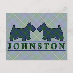 Clan Johnstone Johnston Tartan Scottie Dogs Postcard