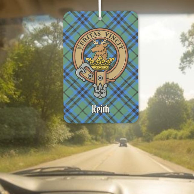 Clan Keith Crest over Tartan Car Air Freshener (Creator Uploaded)
