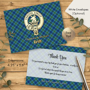 Clan Keith Crest over Tartan Foil Invitation Postcard