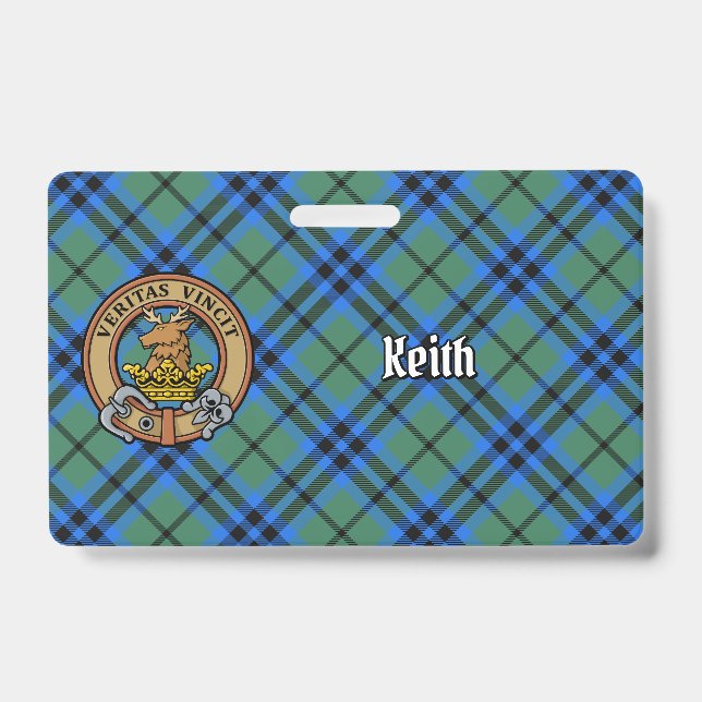 Clan Keith Crest over Tartan ID Badge (Front)
