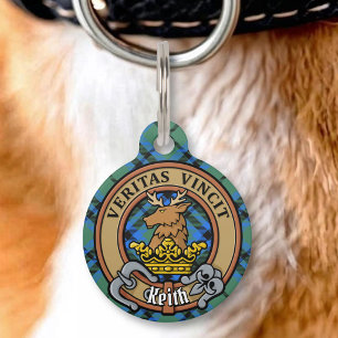 Clan Keith Crest over Tartan Pet Tag