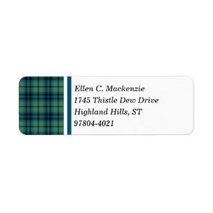 Clan Keith Green and Blue Ancient Scottish Tartan Return Address Label