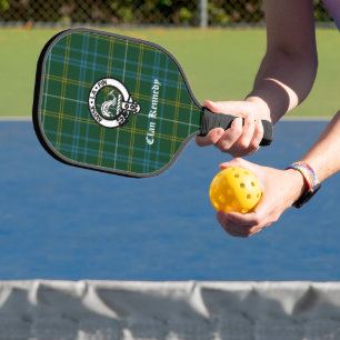 Clan Kennedy Crest Badge & Tartan Pickleball Paddle