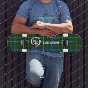 Clan Kennedy Crest Badge & Tartan  Skateboard