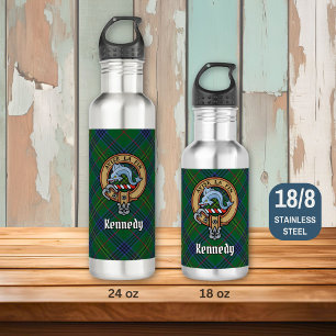 Clan Kennedy Crest over Tartan 710 Ml Water Bottle