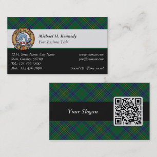 Clan Kennedy Crest over Tartan Business Card