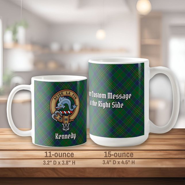 Clan Kennedy Crest over Tartan Coffee Mug (Creator Uploaded)