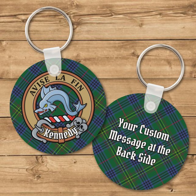 Clan Kennedy Crest over Tartan Key Ring (Creator Uploaded)