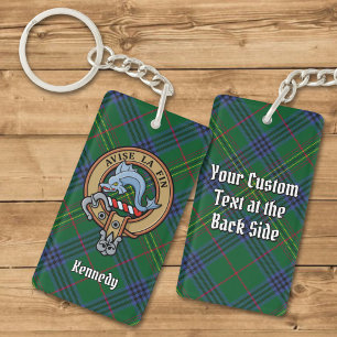 Clan Kennedy Crest over Tartan Key Ring