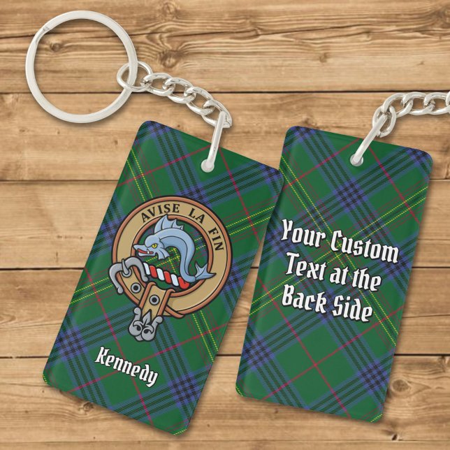Clan Kennedy Crest over Tartan Key Ring (Creator Uploaded)