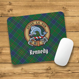 Clan Kennedy Crest over Tartan Mouse Pad