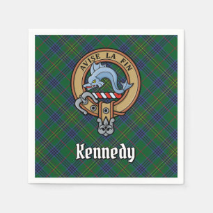 Clan Kennedy Crest over Tartan Napkin