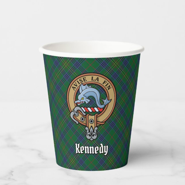 Clan Kennedy Crest over Tartan Paper Cups (Front)