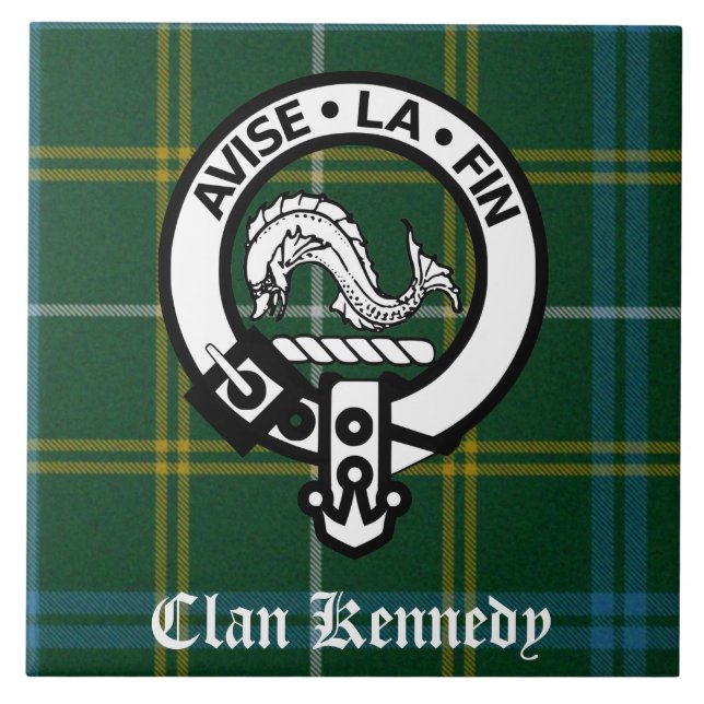 Clan Kennedy Crest Tartan Ceramic Tile (Front)