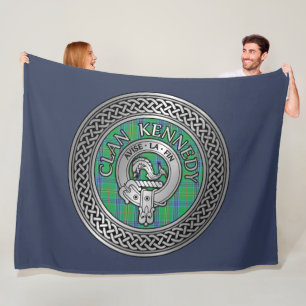 Clan Kennedy Crest & Tartan Knot Fleece Blanket