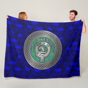 Clan Kennedy Crest & Tartan Knot Fleece Blanket