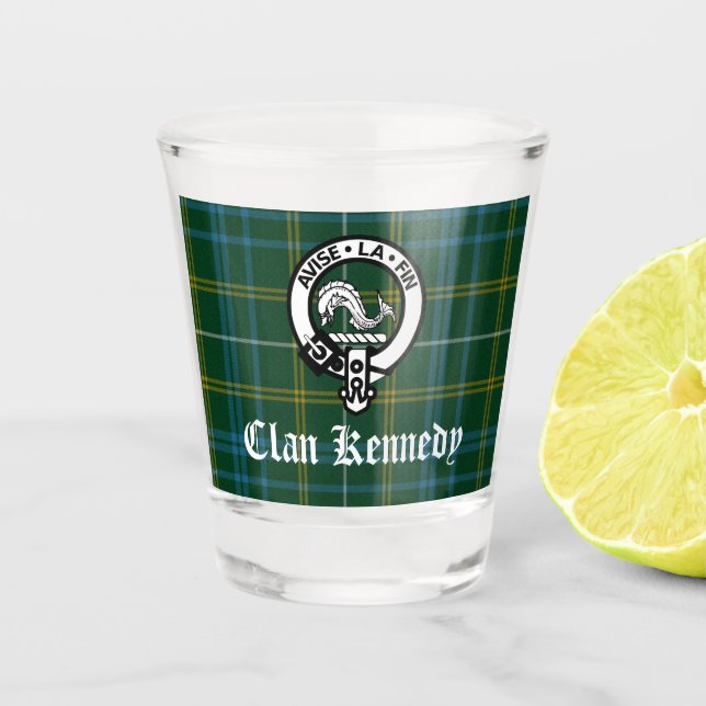 Clan Kennedy Crest Tartan  Shot Glass (Front)
