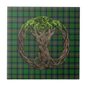 Clan Kennedy Tartan And Celtic Tree Of Life Ceramic Tile
