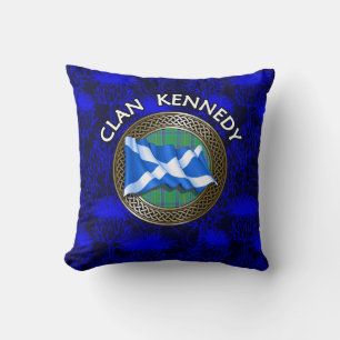 Clan Kennedy Tartan Knot & Flag Cushion