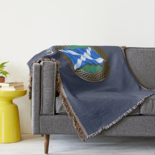 Clan Kennedy Tartan Knot & Flag Throw Blanket