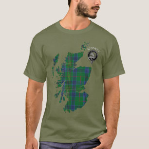 Clan Kennedy Tartan Map & Crest T-Shirt